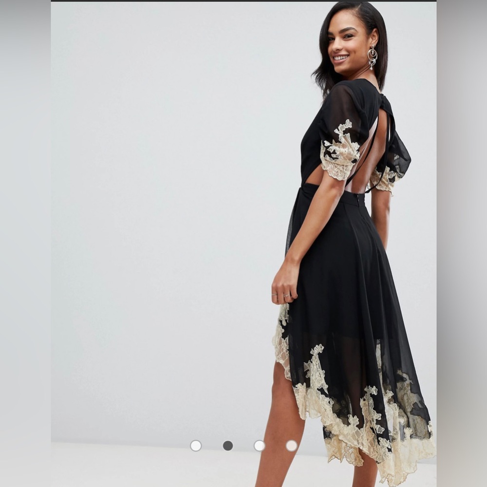 NWT ASOS DESIGN soft midi dress with lace inserts